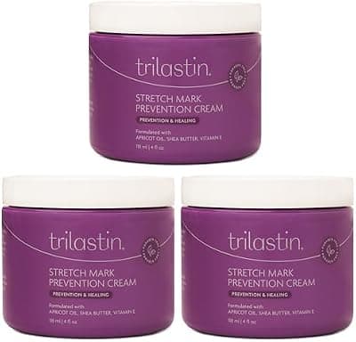 TriLASTIN Maternity Stretch Mark Prevention Cream — 3-Pack (4 oz jars)