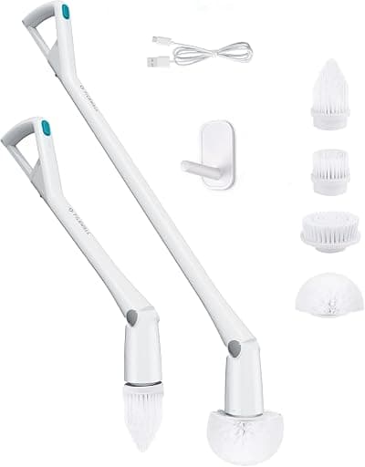 Tilswall Cordless Electric Spin Scrubber - Powered Shower & Tile Cleaning Brush with Detachable Handle, 2-Speed Modes & Extra Battery, for Bathroom Tub/Glass/Car Windows