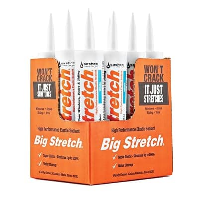 Sashco Big Stretch Interior & Exterior Caulk, White 10.5 oz 12 Pack