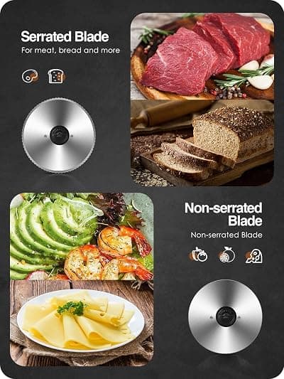 OSTBA Electric Meat Slicer, 2 Removable 7.5" Stainless Steel Blade, 200W 200W with 2 Blades