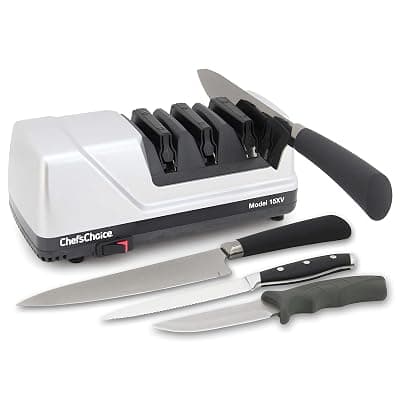 Chef’sChoice 15XV EdgeSelect Professional Electric Knife Sharpener with 100-Percent Diamond Abrasives and Precision Angle Guides for Straight Edge and Serrated Knives, 3-Stage, Gray