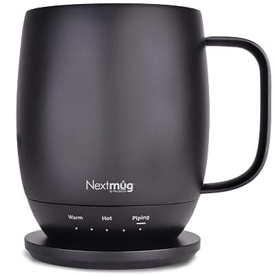 Nextmug - Temperature-Controlled, Self-Heating Coffee Mug 14 Ounces Black