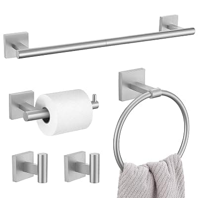 HOMEMYSTIQUE 5-Piece Bath Hardware Set with Towel Bar