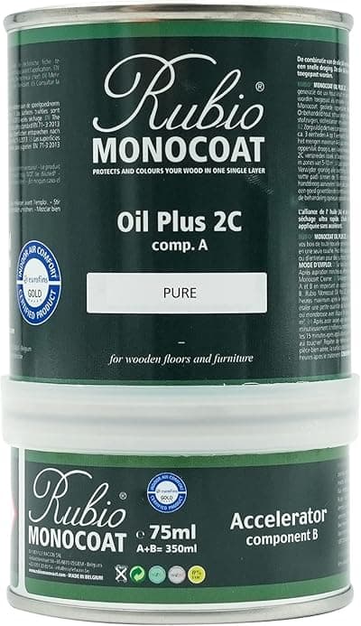Rubio Monocoat Oil Plus 2C, 175 ft², Wood Stain, Pure, 350 mL