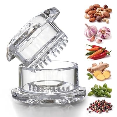 NexTrend Garlic Twister 4th Gen, clear manual garlic mincer for ginger, herbs and nuts