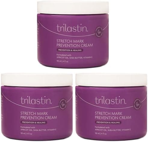 TriLASTIN Maternity Stretch Mark Prevention Cream — 3-Pack (4 oz jars)