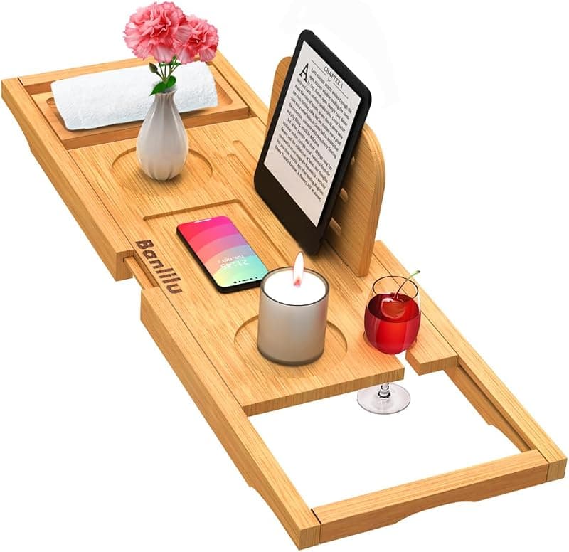 Bamboo Bathtub Tray Caddy — Expandable (Banlilu)