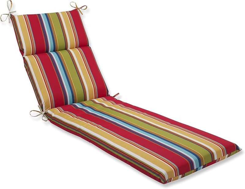 Pillow Perfect Stripe Indoor/Outdoor Chaise Lounge Cushion - Red/Blue Westport, 72.5" x 21"