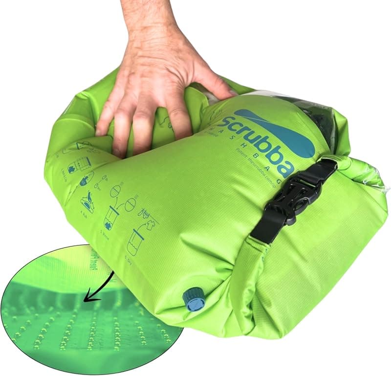 Scrubba Wash Bag Patented Washboard-in-a-Bag™ 5 oz Travel Clothes Washer